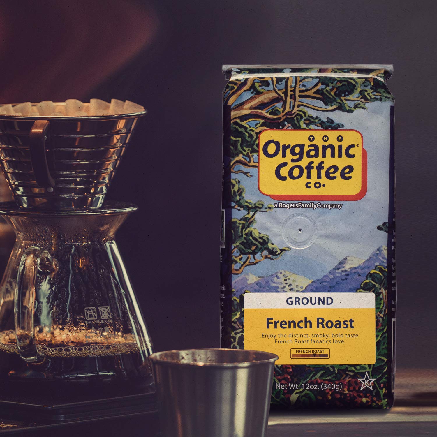 The Organic Coffee Co. Ground Coffee - French Roast (12oz Bag), Dark Roast, USDA Organic : Grocery & Gourmet Food