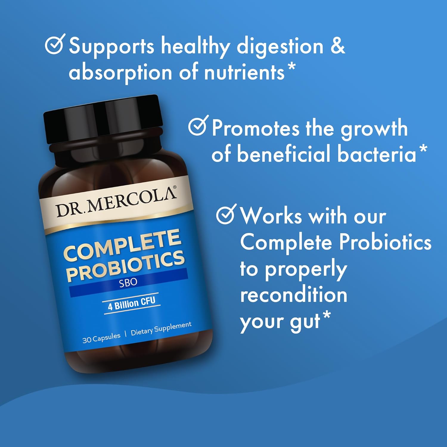 Dr. Mercola Complete Probiotics SBO, 30 Servings (30 Capsules), SBO Probiotic, 4 Billion CFU, Dietary Supplement, Supports Healthy Immune Function, Non-GMO : Health & Household