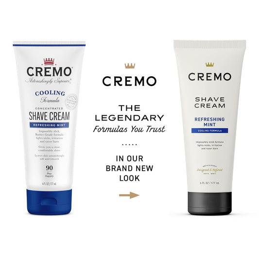 Cremo Barber Grade Cooling Shave Cream, Astonishingly Superior Ultra-Slick Shaving Cream For Men, Fights Nicks, Cuts And Razor Burn, 6 Fl Oz