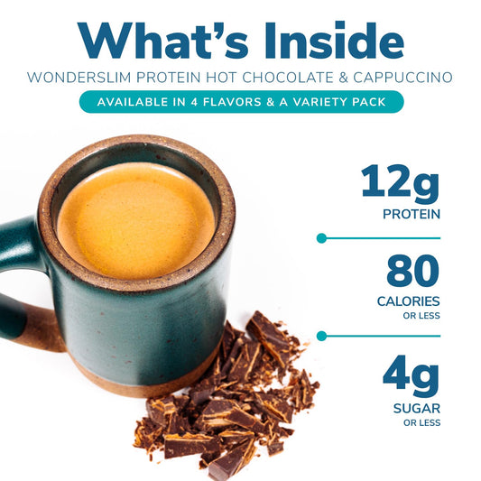 WonderSlim Protein Hot Cocoa, Creamy Original, Low Sugar, Gluten Free, Keto Friendly & Low Carb (7ct)