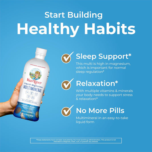 Extra Strength Nighttime Liquid Multimineral Sleep Supplement | Sugar Free | Calm Magnesium Citrate Sleep | No Melatonin | Calcium Magnesium Zinc | Available In 4 Flavors | Vegan | 15 Servings