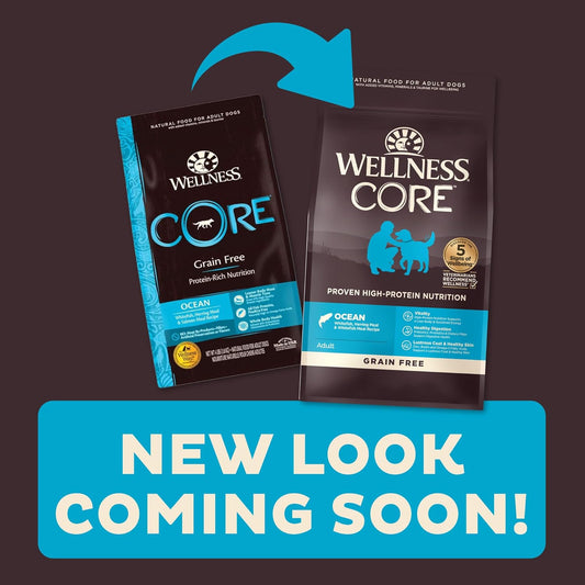 Wellness Core Grain-Free High-Protein Dry Dog Food, Natural Ingredients, Made In Usa With Real Meat, All Breeds, For Adult Dogs (Ocean Whitefish, Herring & Salmon, 12-Pound Bag)