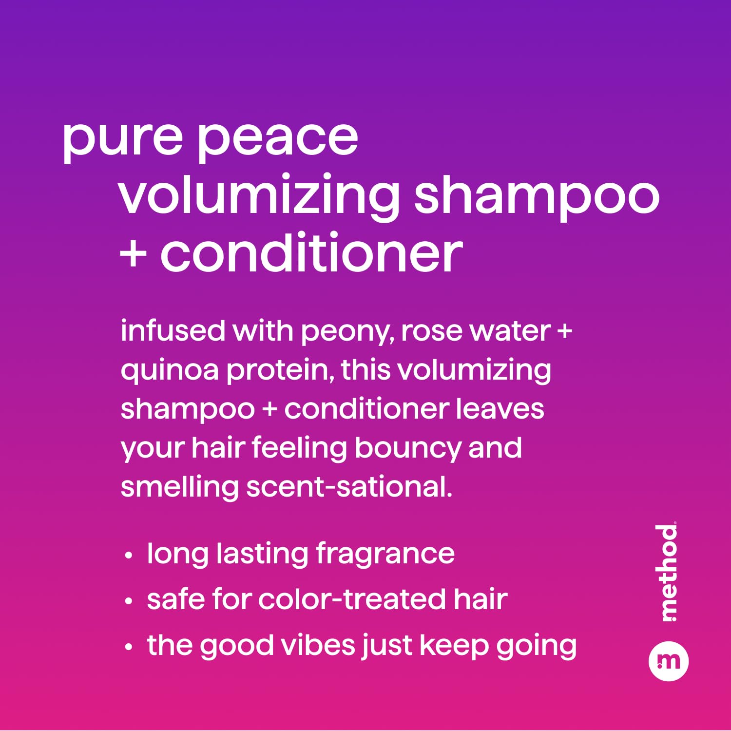 Method Volumizing Conditioner, Pure Peace with Rose, Peony, and Pink Sea Salt Scent Notes, Paraben and Sulfate Free, 13.5 oz (Pack of 1) : Beauty & Personal Care