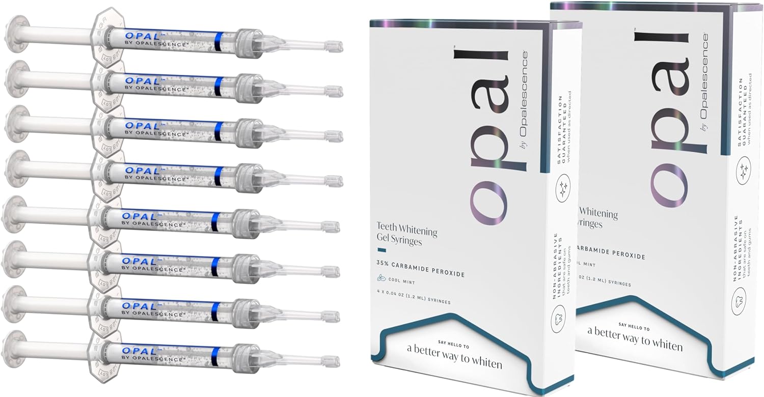 Opal by Opalescence 35% Home Teeth Whitening Gel - Refill Syringes - (2 Packs / 8 Syringes) - Carbamide Peroxide Deluxe Tooth Whitening Kit - Made by Ultradent Products - 5773-2