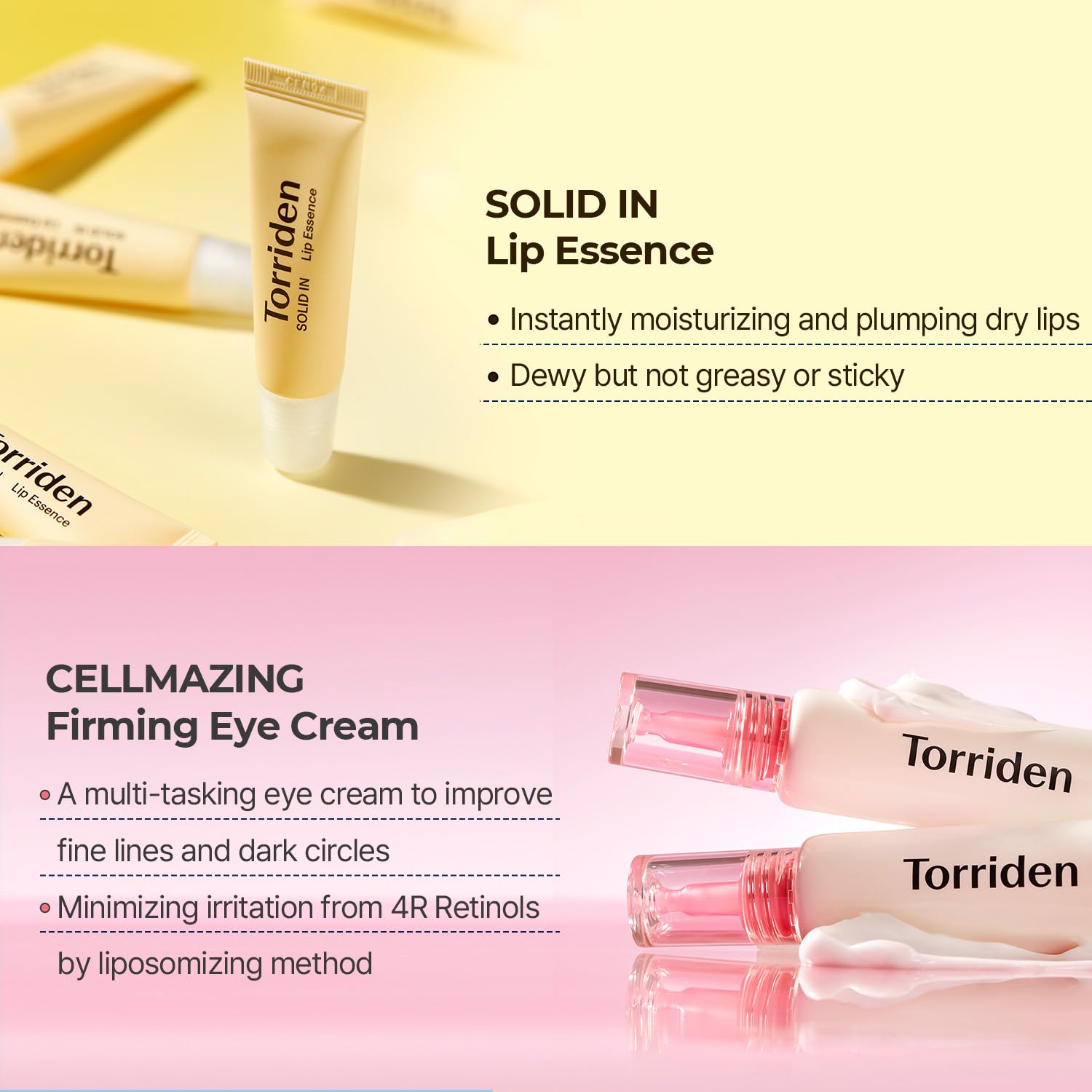 Torriden CELLMAZING Eye Cream with an Eye Massager 1.01 fl.oz + SOLID IN Ceramide Lip Essence 0.37 oz (pack of 2) : Beauty & Personal Care