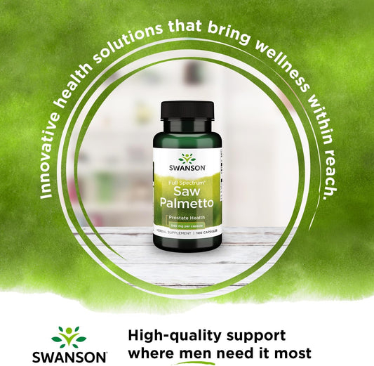 Swanson Saw Palmetto - Herbal Supplement Promoting Male Prostate Health Support - Natural Hair Supplement & Urinary Health Support - 540 Mg 100 Capsules (4 Pack)
