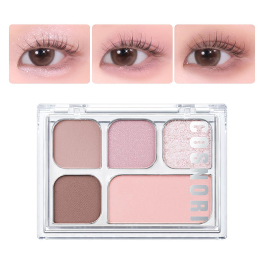 My Moment Eye Palette - 5 Colors Pigmented Matte, Shimmer And Glitter Eyeshadow Palette, Highly Blendable, Multi-Use Eye Palette (01 Misty Mute)