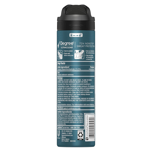 Degree Men Antiperspirant Deodorant Dry Spray Black+White 72-Hour Sweat & Odor Protection Antiperspirant For Men With Motionsense Technology 3.8 Oz