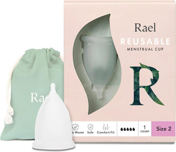 Rael Period Cup, Soft Reusable Menstrual Cups for Women - Medical-Grade Silicone, Period Cups for Women Heavy Flow, BPA Free, Made in USA Tampon Pad Alternative (Size 2)