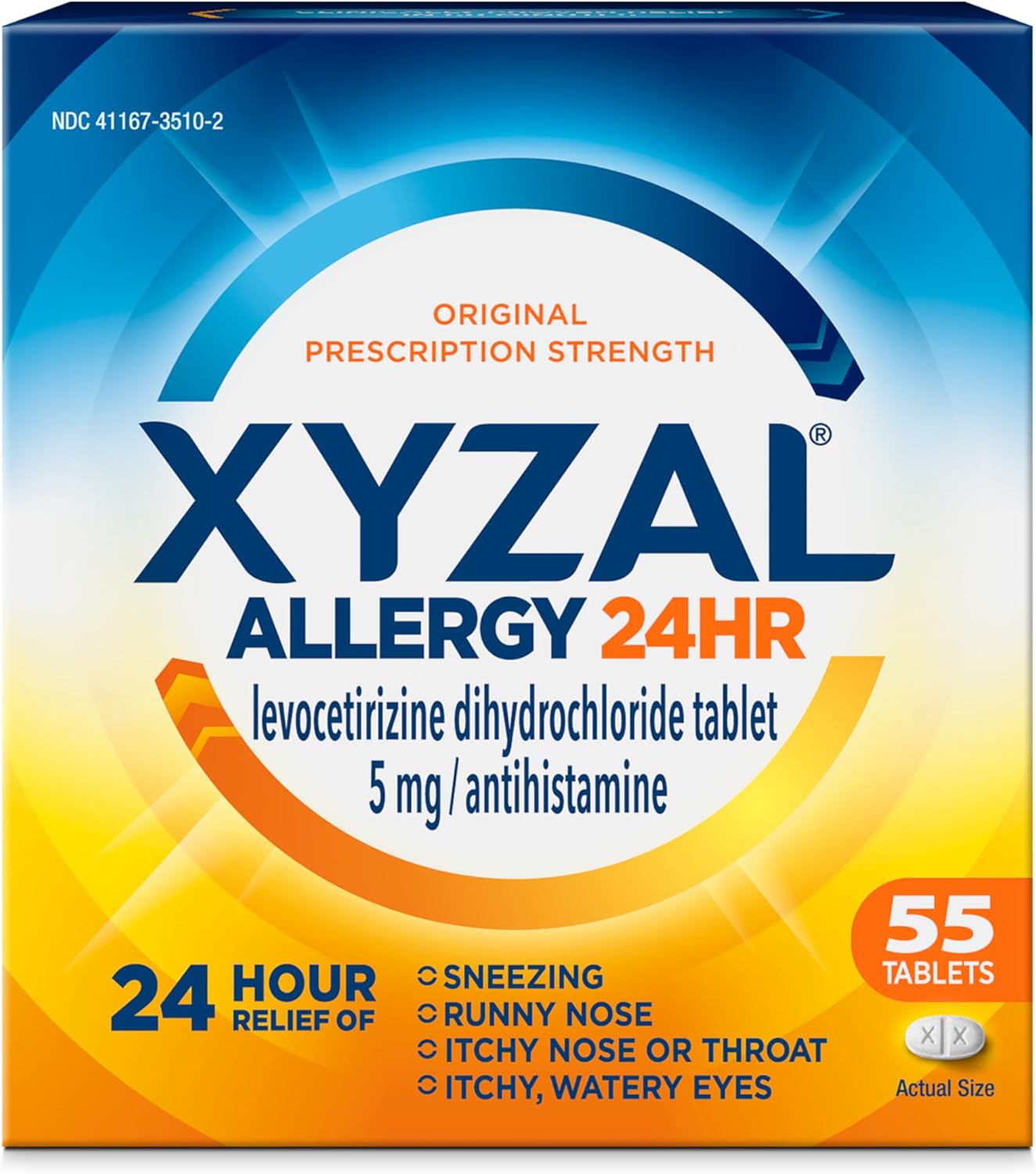 Xyzal Allergy Pills, 24-Hour Allergy Relief, 55-Count, Original Prescription Strength