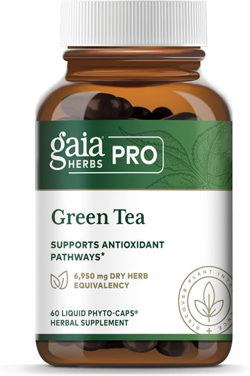 Gaia Herbs Pro Green Tea - Green Tea Herbal Supplement For Heart Health - With Organic Green Tea Leaf And Extract - 60 Vegan Liquid Phyto-Capsules (30 Servings)