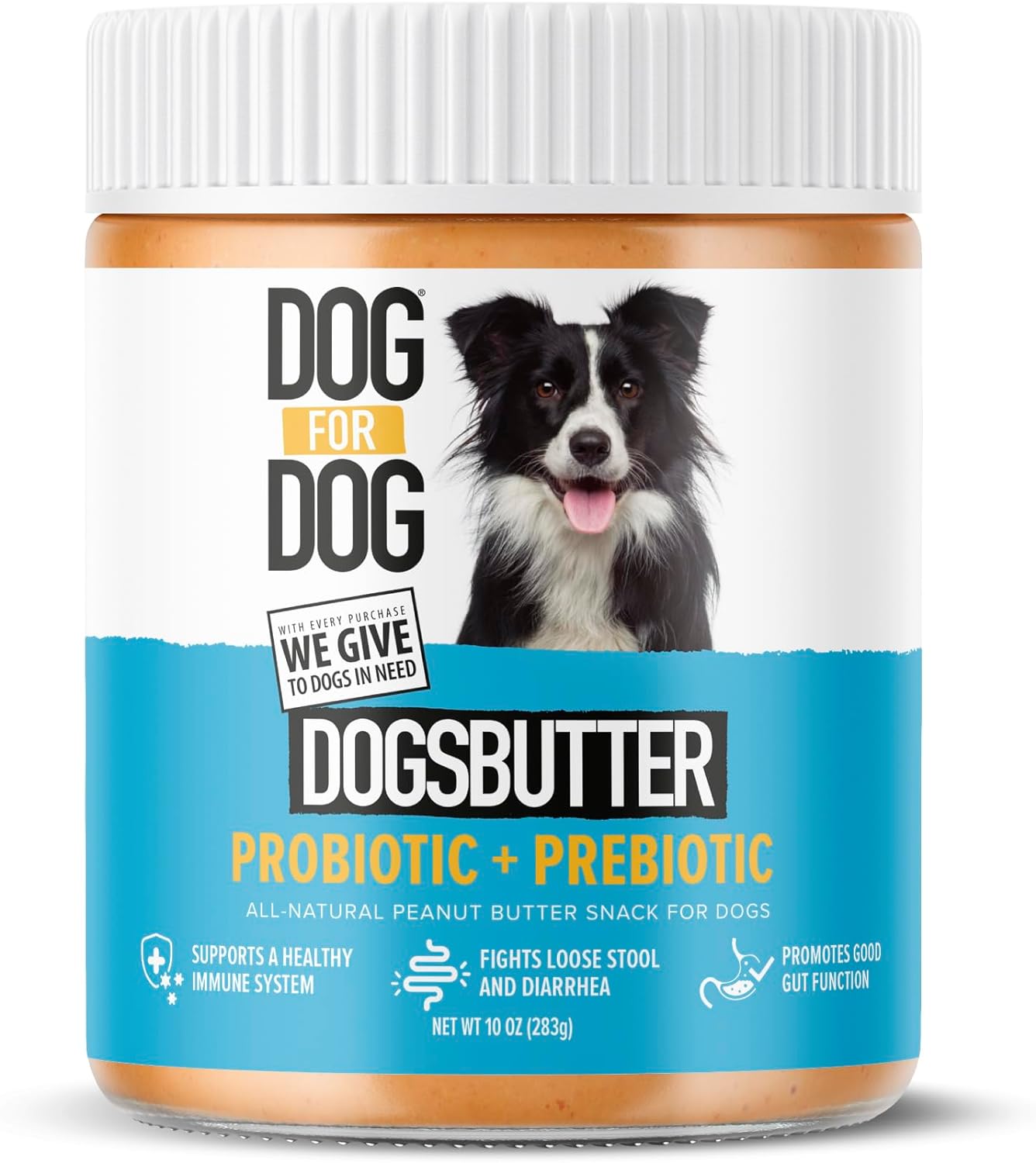 DOG for DOG Peanut Butter with Prebiotic & Probiotics | Dog Friendly Peanut Butter for Dogs Treats Improves Immune System & Gut Health | Dog Probiotic Calming Treats for Itchy Skin - Made in USA, 10oz