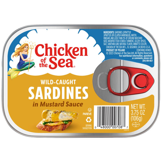 Chicken of the Sea Sardines in Mustard Sauce, Wild Caught, 3.75-Ounce Cans (Pack of 18) Packaging May Vary