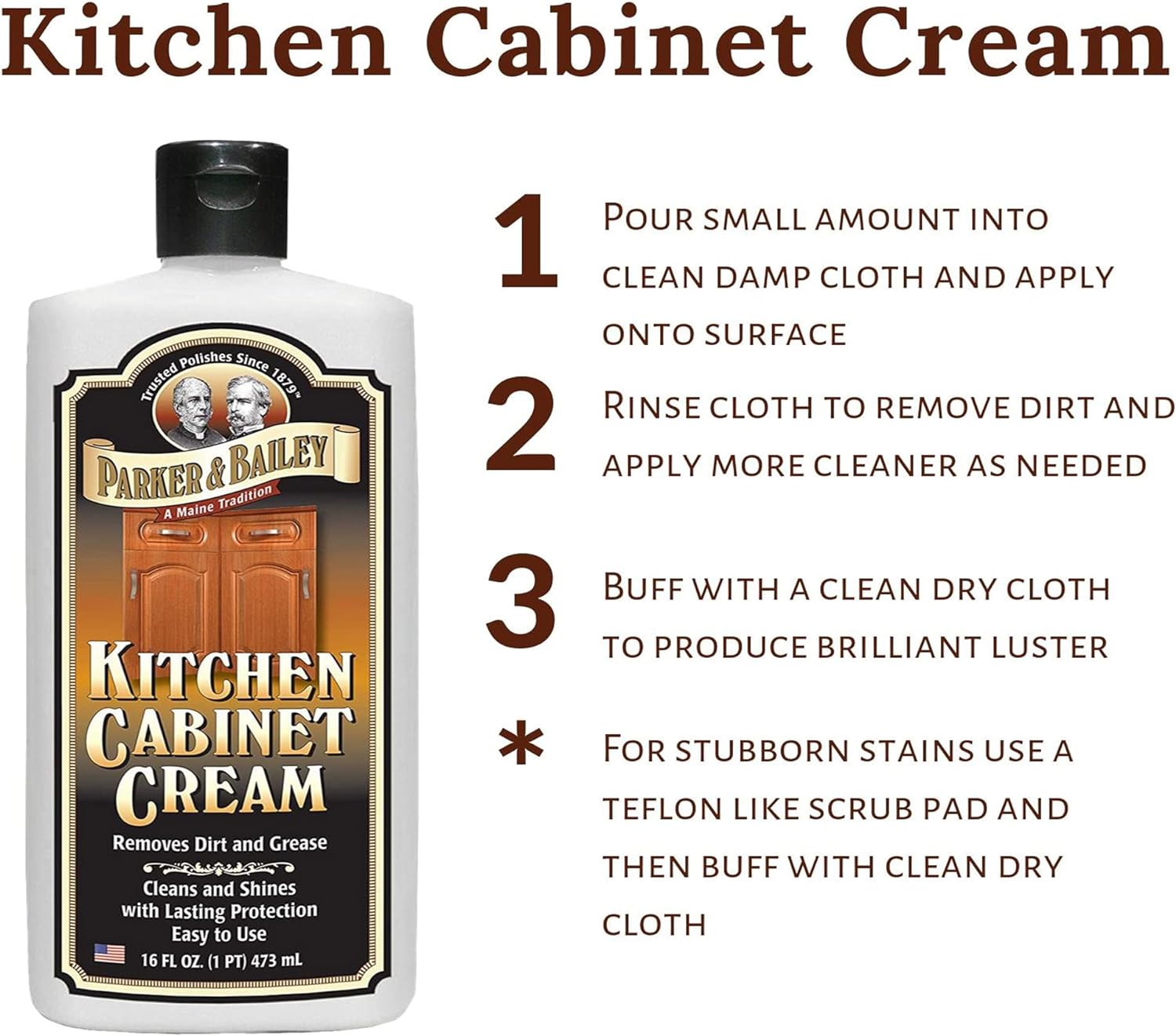Parker and Bailey Kitchen Cabinet Cream-Wood Cleaner-Grease Remover 16 oz (1) : Health & Household