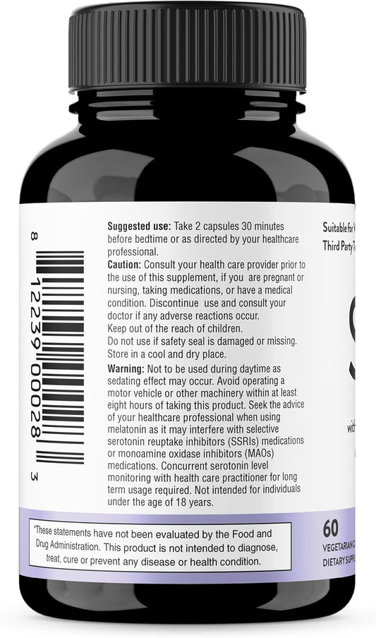 Sandhu'S Sleep 60 Capsules –Non-Habit Forming 5-In-1 Sleep Aid Supplement With Melatonin, Magnesium, Gaba, L-Theanine & 5-Htp