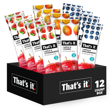 That'S It. Variety Pack 100% Natural Real Fruit Bar, Best High Fiber Vegan, Gluten Free Healthy Snack, Paleo For Children & Adults, Non Gmo No Added Sugar, No Preservatives Energy Food (12 Pack)