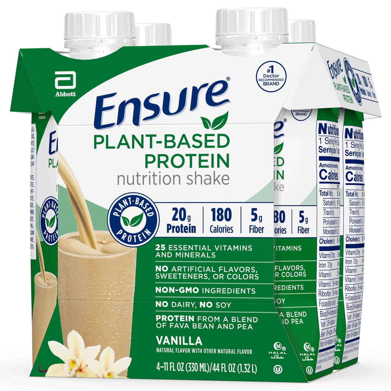 Ensure Plant Protein Nutrition Shakes Vanilla 11 Fl Oz Each (Pack of 4) : Health & Household