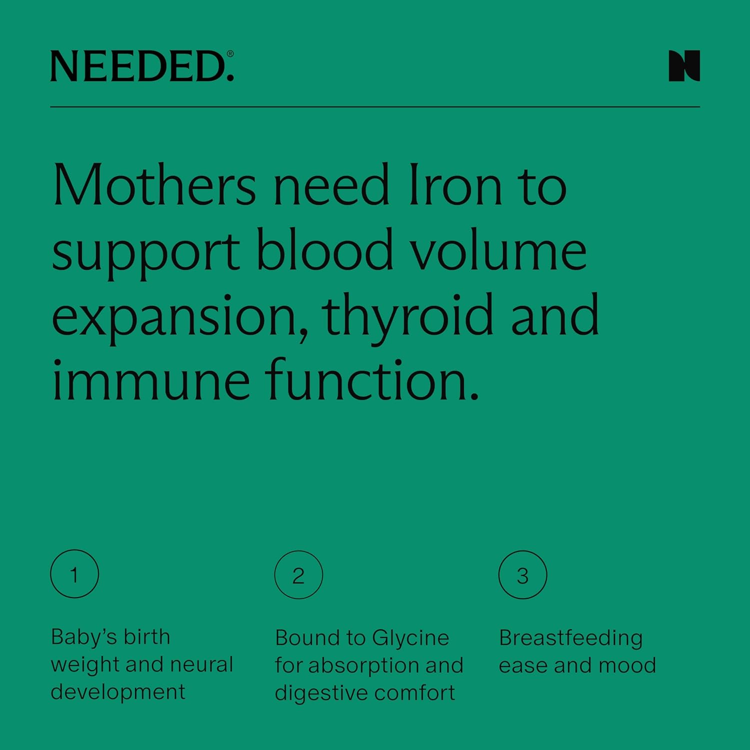 Needed. Iron for Prenatal, Pregnancy, Breastfeeding, Postpartum | Thyroid Function, Immune Support, Energy, Birth Weight, Baby's Neural Development | 60ct : Health & Household