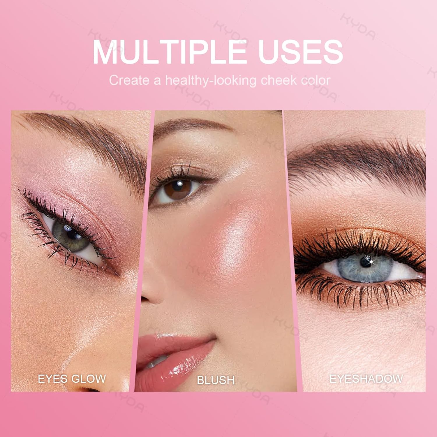 Kyda Cool Tone Shimmer Blush, Gradient Cinnamon Apricot Color, Micro-Fine Shimmer Powder Blush, Soft Buildable Cheek Color, Lightweight Smooth, Multiuse Blusher Compact : Beauty & Personal Care