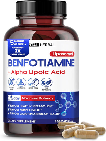 Vital Herbal Liposomal Benfotiamine With Alpha Lipoic Acid - Maximum Potency- Support Healthy Metabolism - Made In The Usa