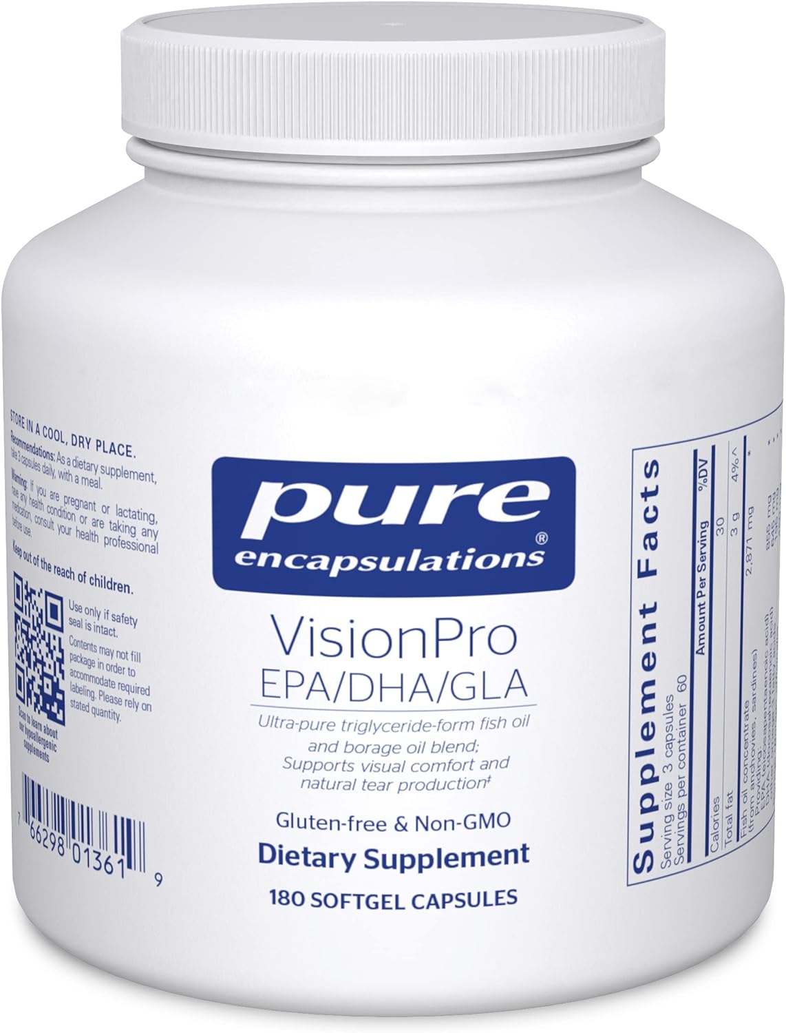 Pure Encapsulations VisionPro EPA/DHA/GLA | Supports Natural Tear Production and Retention of Eye Moisture* | 180 Softgel Capsules