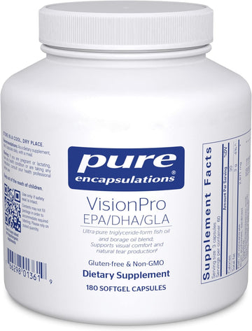 Pure Encapsulations VisionPro EPA/DHA/GLA | Supports Natural Tear Production and Retention of Eye Moisture* | 180 Softgel Capsules