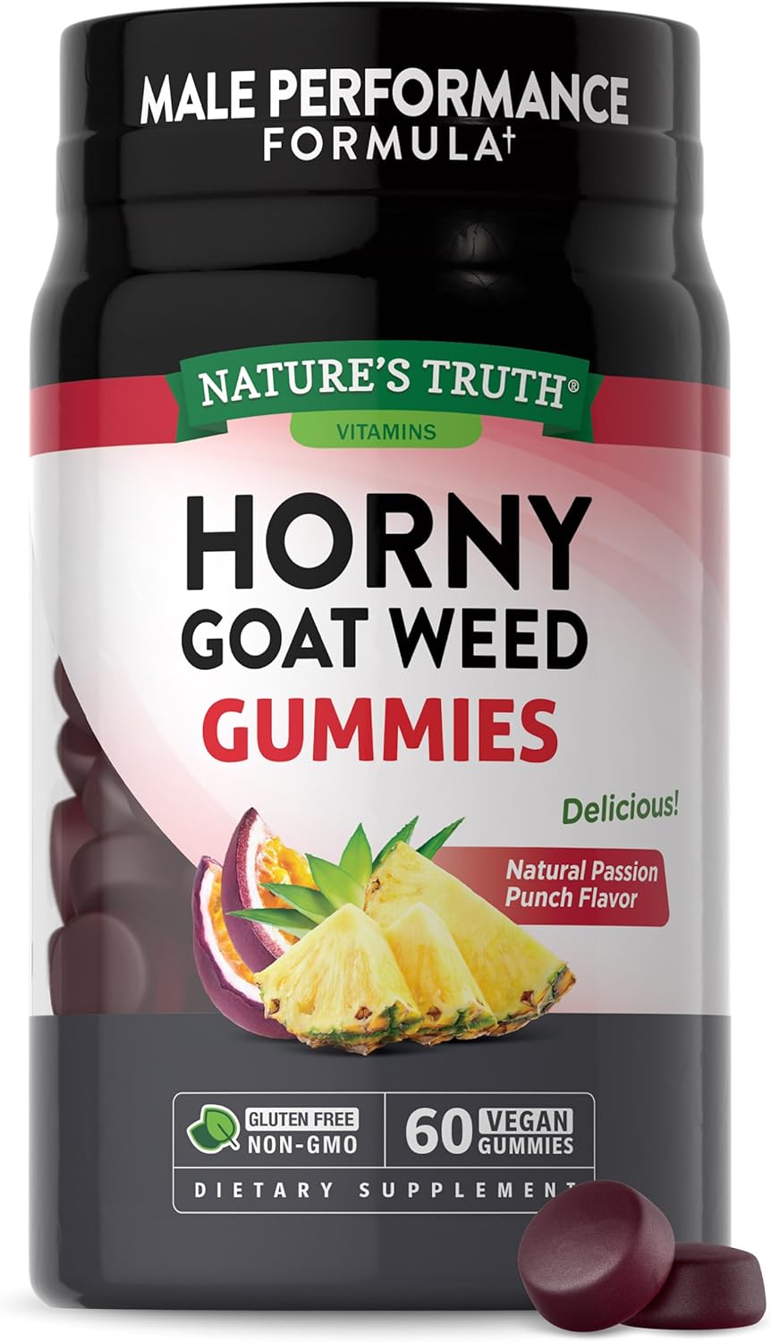Nature'S Truth Horny Goat Weed Gummies | 60 Count | With Maca Root | Vegan, Non-Gmo & Gluten Free Supplement For Men | Passion Punch Flavor