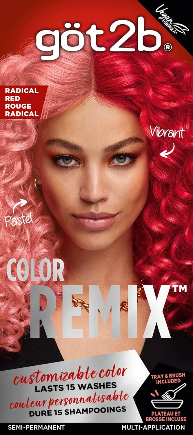 Got2B Color Remix, Customizable Semi-Permanent Hair Color, 092 Radical Red