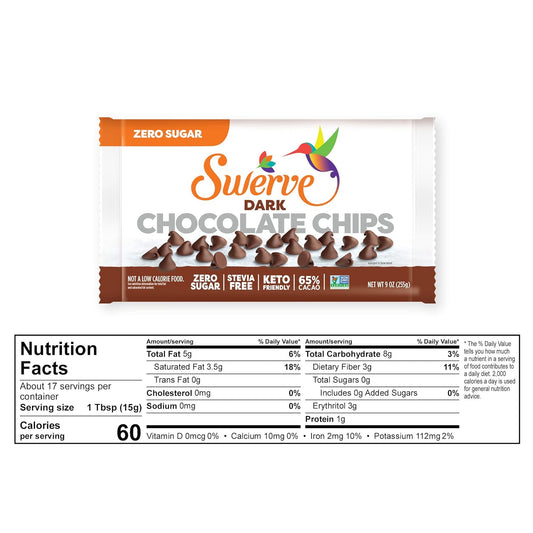 Swerve Chocolate Chips - Semi Sweet 9Oz Bag (Pack Of 3)