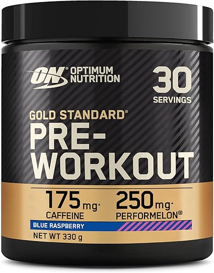 Optimum Nutrition Gold Standard Pre Workout Powder, Energy Drink With Creatine Monohydrate, Beta Alanine, Caffeine And Vitamin B Complex, Food Supplement, Blue Raspberry Flavour, 30 Servings, 330 G