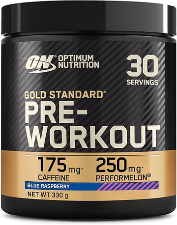 Optimum Nutrition Gold Standard Pre Workout Powder, Energy Drink With Creatine Monohydrate, Beta Alanine, Caffeine And Vitamin B Complex, Food Supplement, Blue Raspberry Flavour, 30 Servings, 330 G