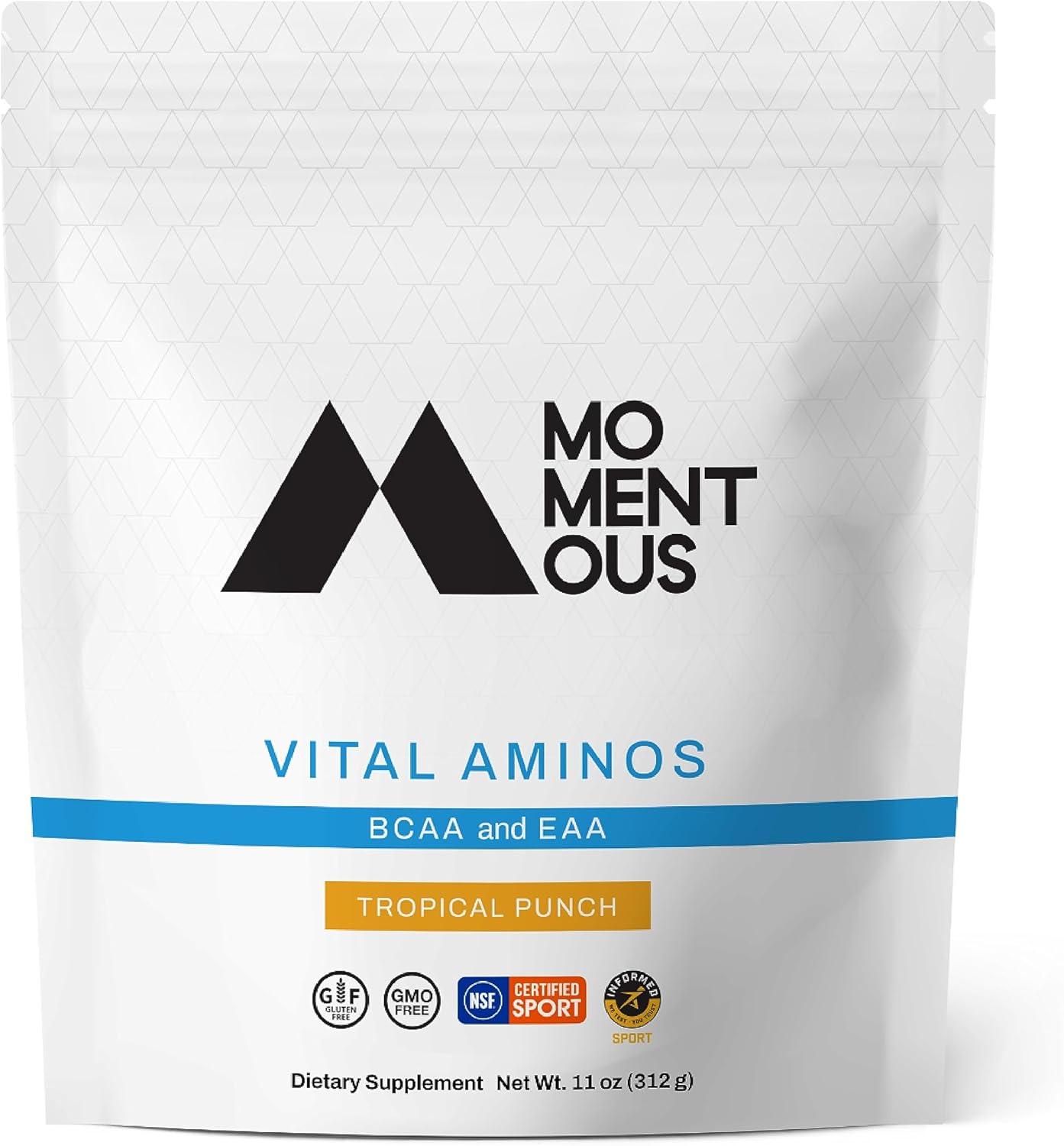 Momentous Vital Aminos Powder Supplement - Bcaa & Eaa, Tropical Punch - Nsf Certified, Gmo-Free, Gluten Free, 30 Servings (Package May Vary)