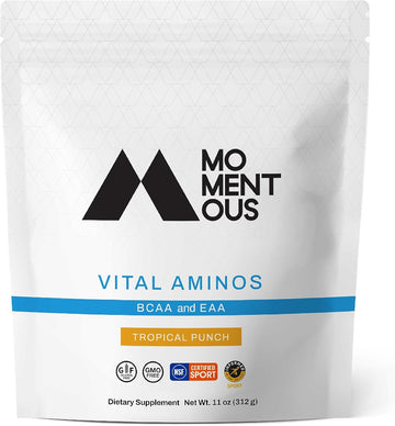 Momentous Vital Aminos Powder Supplement - Bcaa & Eaa, Tropical Punch - Nsf Certified, Gmo-Free, Gluten Free, 30 Servings (Package May Vary)