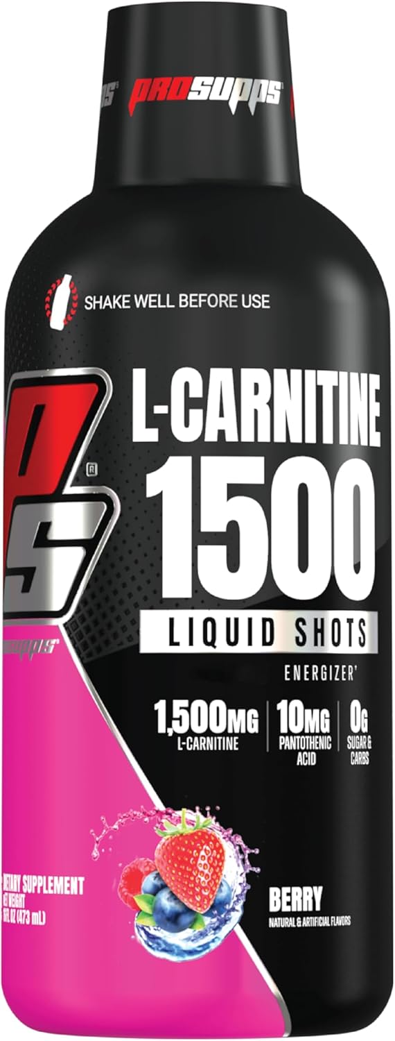 Prosupps L-Carnitine 1500 Stimulant Free Liquid Shots For Men And Women - Energizer Workout Drink For Performance And Muscle Recovery (31 Servings, Berry)