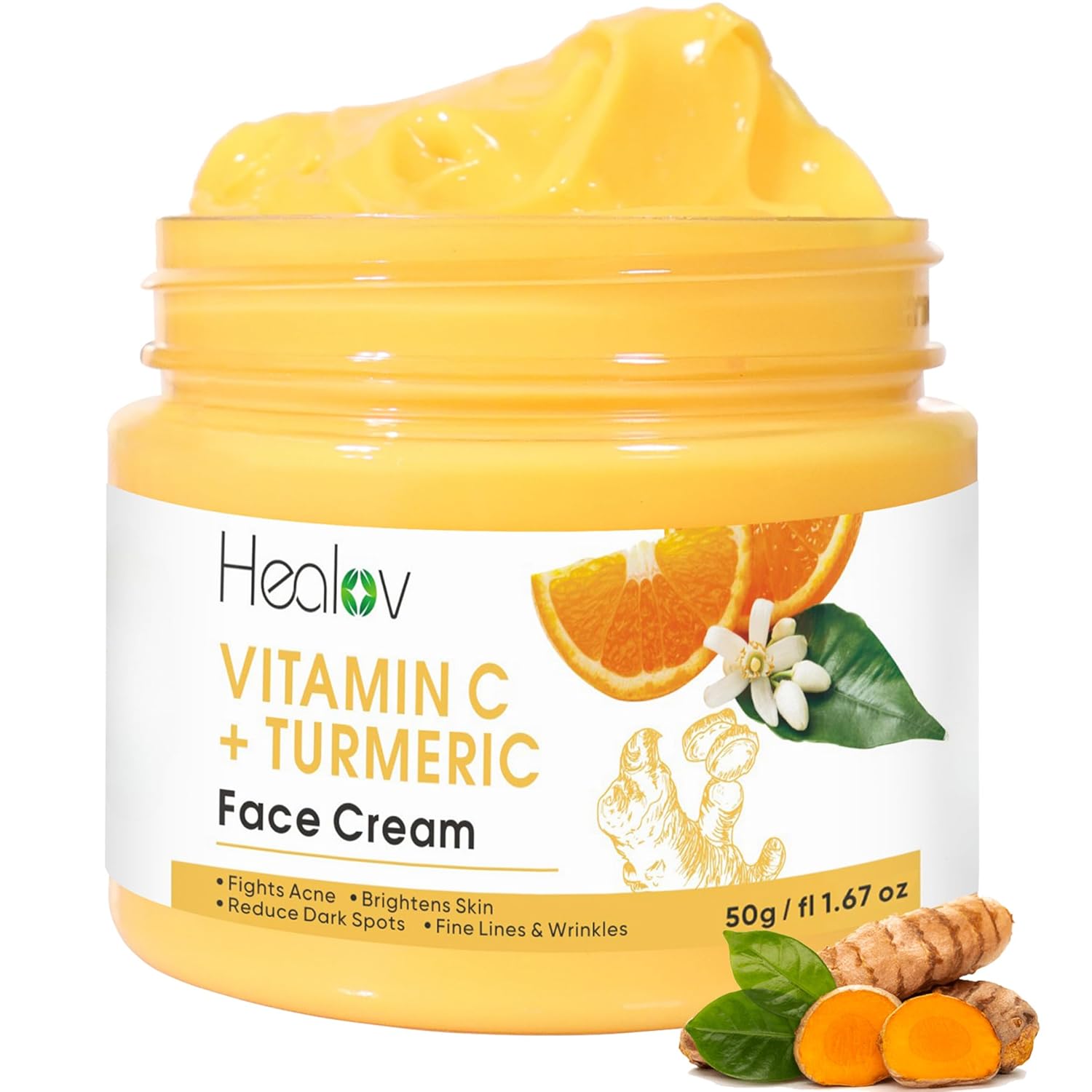 Turmeric Face Cream For Dark Spots – Natural Turmeric Skin Brightening Lotion For Face & Body – Cleanse Skin, Fight Acne, Even Tone, Clear Scars, Sun Damage, & Hyperpigmentation – 50G / 1.67Oz
