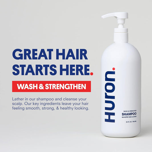 Huron Men'S Shampoo - Fresh Scent Mens Daily Shampoo Keeps Hair Full & Strong - Nourishing Shampoo For Men'S Hair With Argan Oil & Vitamins E And B7-32Oz