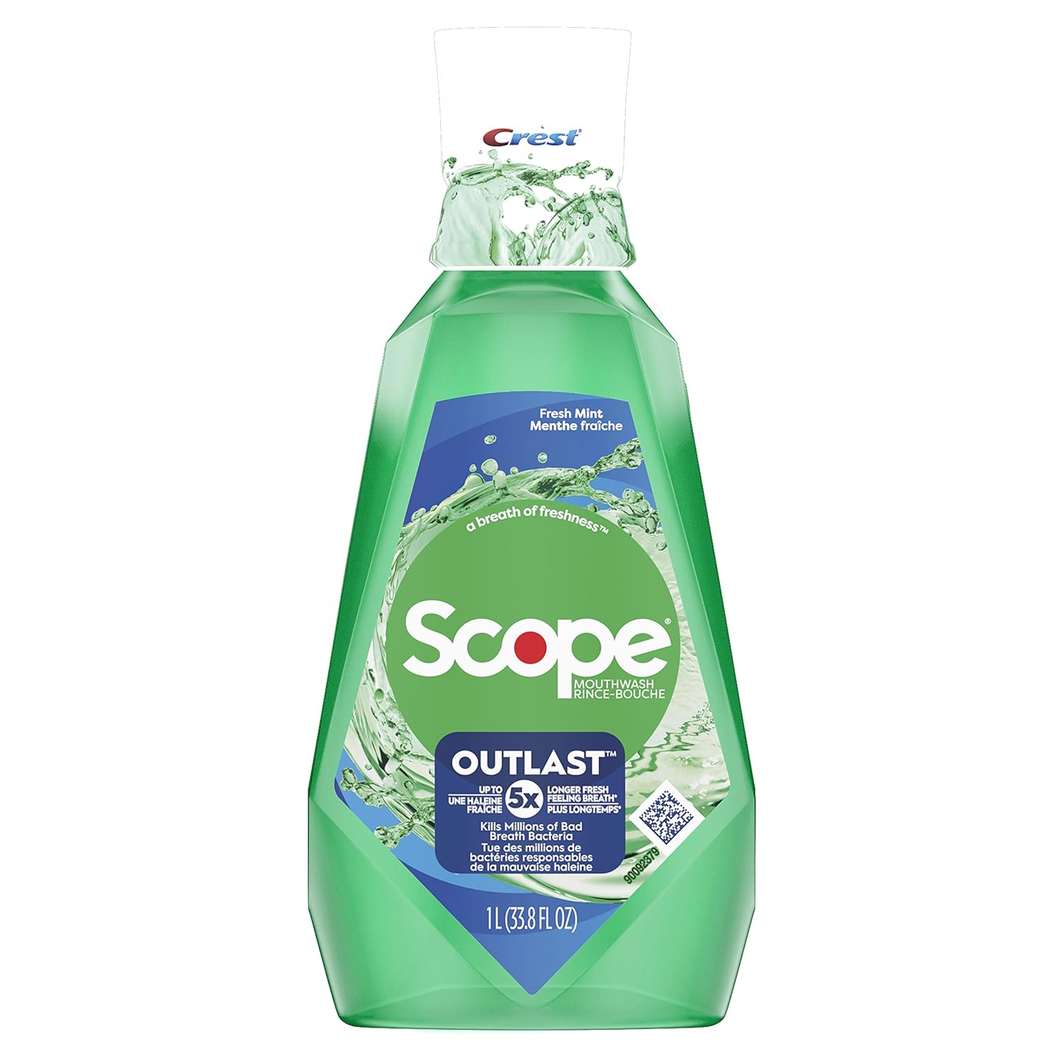 Crest Scope Outlast Mouthwash, Fresh Mint, 1L
