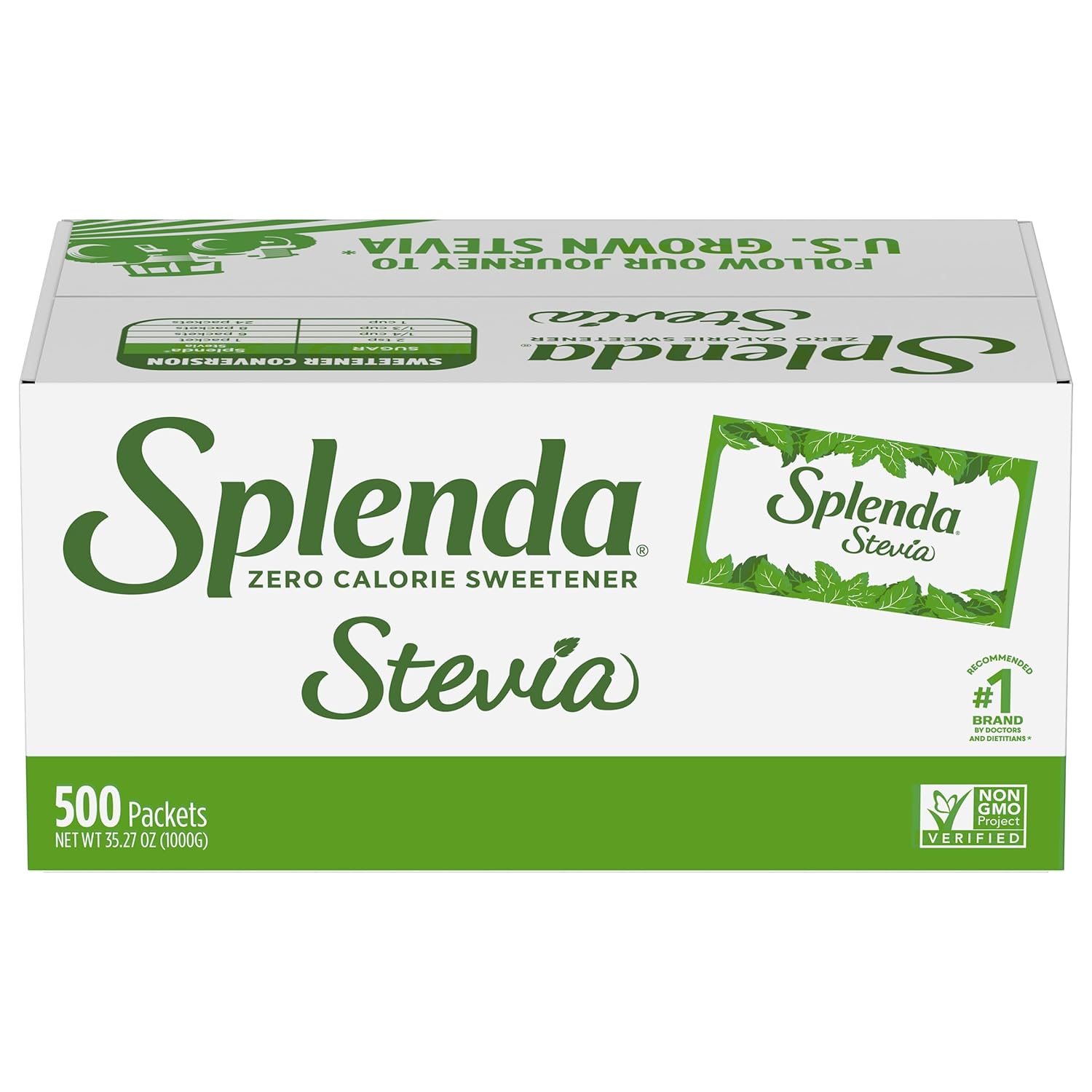 Splenda Stevia Zero Calorie Sweetener, Plant Based Sugar Substitute Granulated Powder, Single Serve Packets, 500 Count (Pack Of 1)