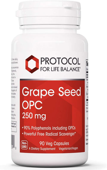 Protocol Grape Seed Opc 250Mg - Oxidative Stress Quencher, Cardiovascular Support - 90 Veg Caps