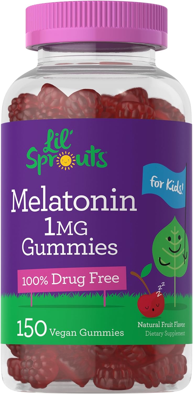 Carlyle Kids Melatonin Gummies | 1 mg 150 Count | Fruit Flavor Gummy | Vegan, Non-GMO, Gluten Free | by Lil Sprouts