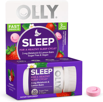 Olly Sleep Fast Dissolves, 3Mg Melatonin, Lemon Balm, Strawberry Flavor, 30 Day Supply - 30 Count