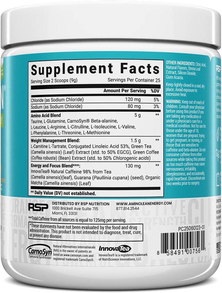 RSP Vegan AminoLean – All-in-One Natural Pre Workout, Amino Energy, Weight Management with Vegan BCAAs, Complete Vegan Preworkout Powder, Pineapple Coconut : Health & Household