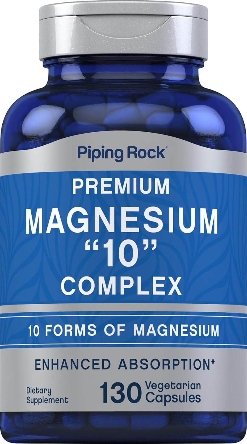 Piping Rock Magnesium 10 In One Complex | 130 Vegetarian Capsules | Non-Gmo, Gluten Free Supplement