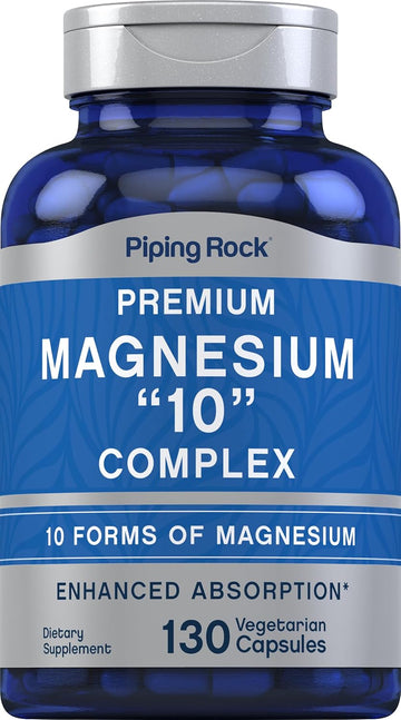 Piping Rock Magnesium 10 In One Complex | 130 Vegetarian Capsules | Non-Gmo, Gluten Free Supplement