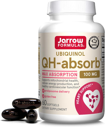 Jarrow Formulas Qh-Absorb, 100 Mg, Ubiquinol Dietary Supplement For Healthy Cardiovascular Function, 60 Softgels, 60 Day Supply