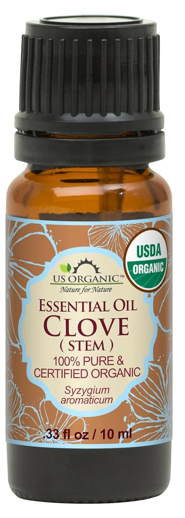 US Organic 100% Pure Clove Stem Essential Oil - USDA Certified Organic, Steam Distilled (10 ml)