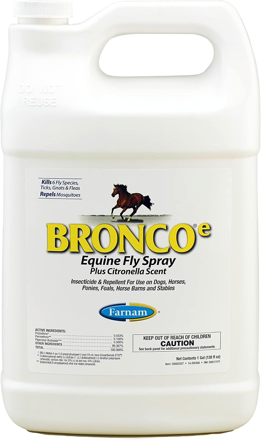 Farnam Broncoe Equine Fly Spray With Citronella Scent For Horses And Dogs, 128 Ounces, Gallon Refill