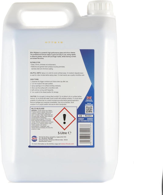 Nilco Nilglass Professional, H3 Glass & Mirror Cleaner, 5 L