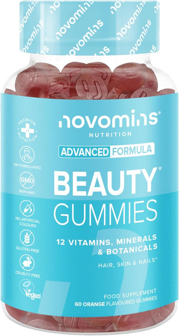 Biotin Beauty Gummies With Vitamin A, C, E & Zinc - Hair Skin And Nails Vitamins - Biotin Hair Growth Hair Vitamins For Hair Care - Biotin Gummies Hair Gummies For Hair Growth - 60 Gummies - Novomins