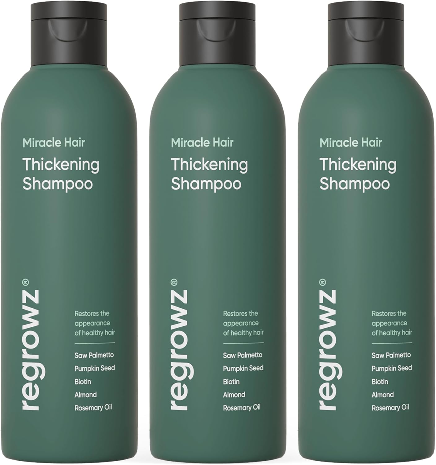 Regrowz Miracle Hair Thickening Shampoo – 3X 225Ml – Organic Biotin & Rosemary Oil Natural Hair Loss Treatment For Men & Women- Rosemary Shampoo For Hair Growth- Dht Blocker Shampoo
